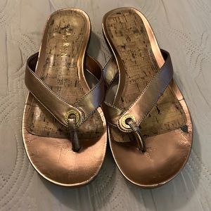Lauren Ralph Lauren Bronze Metallic Kira Thong Sandals, Size 8.5